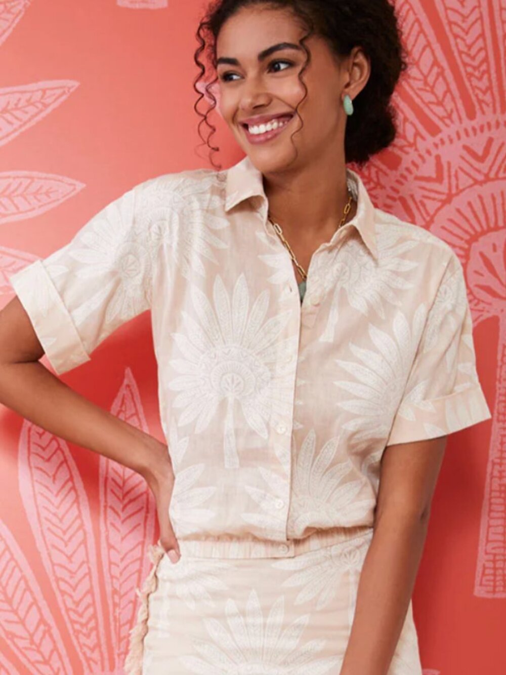 Spartina 449 Kai Linen Shirt Callawassie Palmetto Tan - Resort Beach Travel
